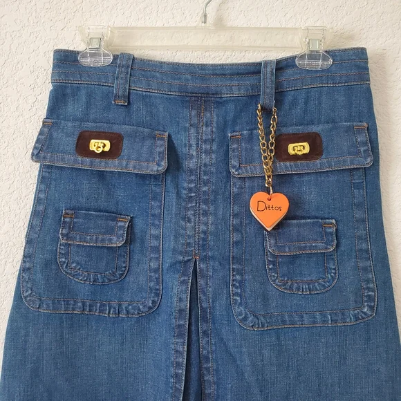 Dittos A-line Retro 70s Style Denim Skirt 28 Festival Boho Hippie Made in USA - Picture 2 of 16